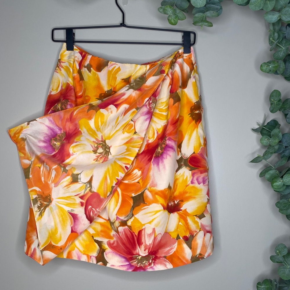 100% Silk Faux Wrap Skirt
